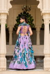 Lavender Colour Tasar Silk With Floral Print Lehenga With Blouse And Dupatta Suppliers In India LNB1225